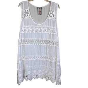 Johnny Was white embroidered lace tunic dress